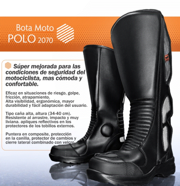 Bota Proteccion Motociclista, Tipo caña media, Proteccion: Canilla, tobillo, puntera, cambios